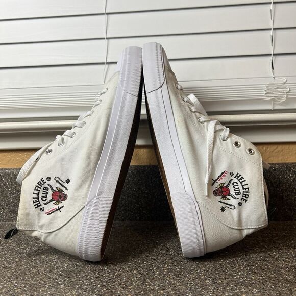 Akedo x Stranger Things Hellfire Club White Mid Top Sneaker Men US 12 EU 45 Shoe - Picture 6 of 12